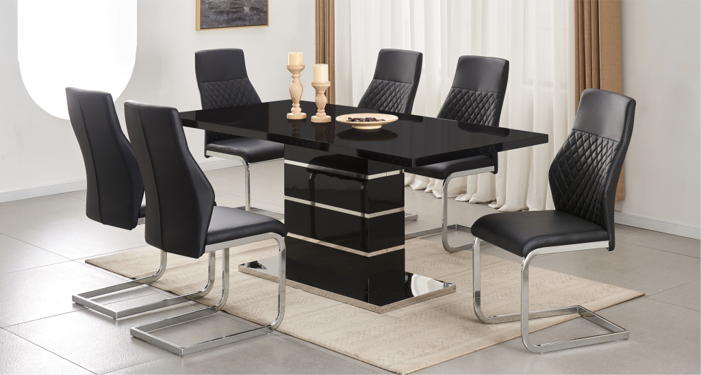 7 Pc DT102 BLACK DINING SET
