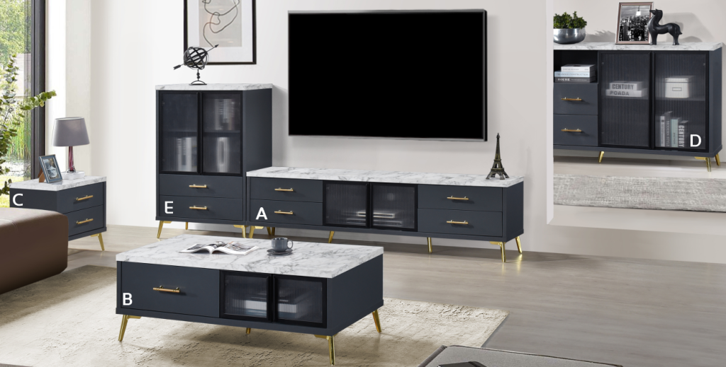 LUXE LIVING PLASMA STAND, COFFEE TABLE, PEDESTAL , SIDE BOARD , DISPLAY CABINET SET