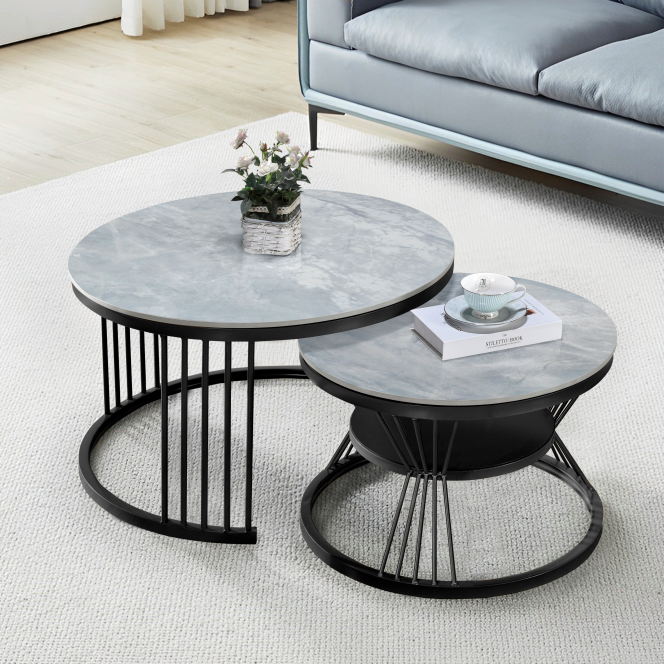 ZEMURA BLACK COFFEE TABLE SET