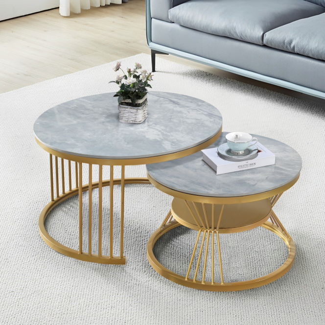 ZEMURA GOLD COFFEE TABLE SET