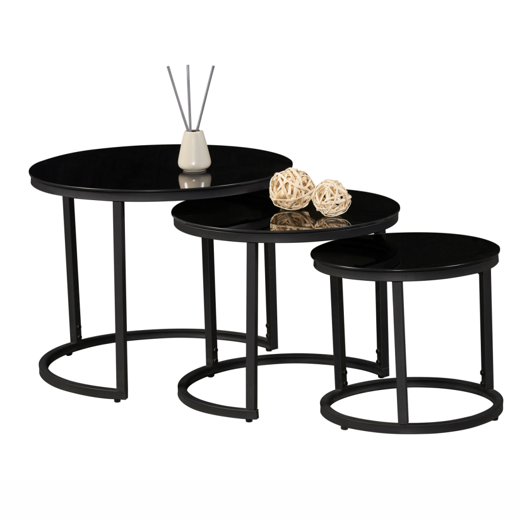 H211 3 PC NESTING COFFEE TABLE SET BLACK