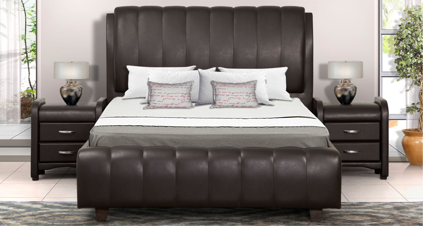 3 PC NORA SLEIGH BED INCLUDING 2 PEDESTALS (EXCL BASE & MATTRESS)