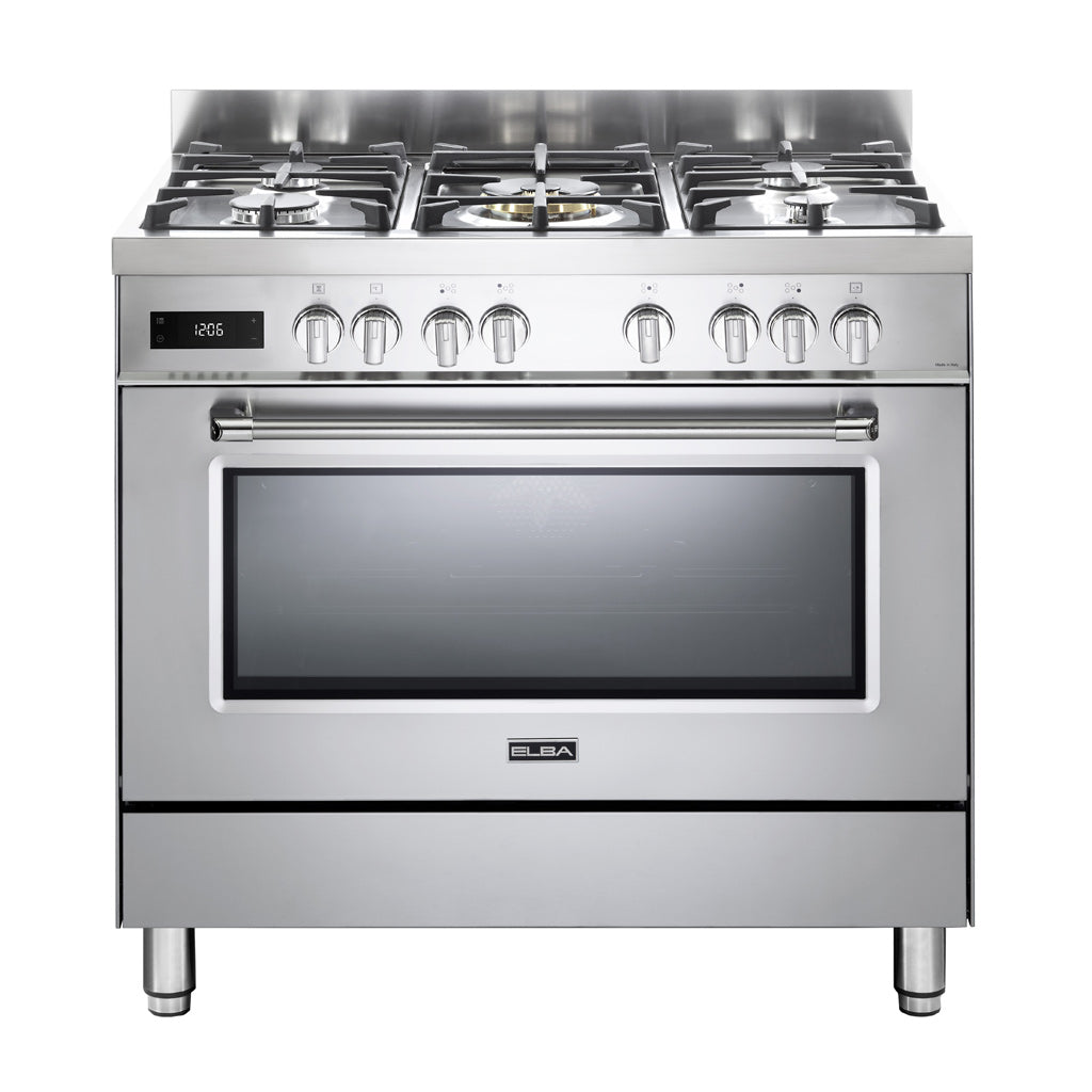ELBA EXCELLENCE 90CM 5 BURNER GAS COOKER WITH ELECTRIC OVEN- STAINLESS STEEL