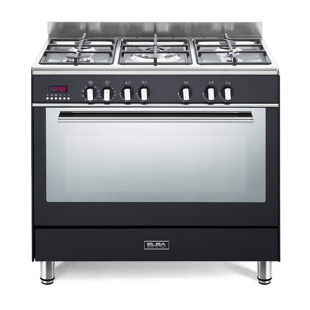 ELBA FUSION 90CM 5 BURNER GAS COOKER WITH ELECTRIC OVEN- BLACK 01/9FX 827B