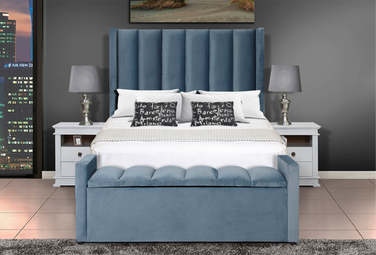 WING QUEEN HEADBOARD + BLANKET BOX (EXCLUDES PEDESTALS)