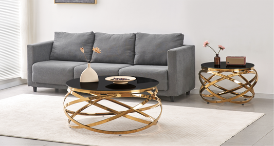 E5015 COFFEE TABLE GOLD / SIDE TABLE