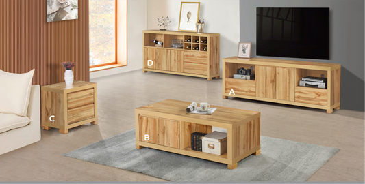 KALMAL PLASMA STAND,COFFEE TABLE,PEDESTAL AND SIDE BOARD SET