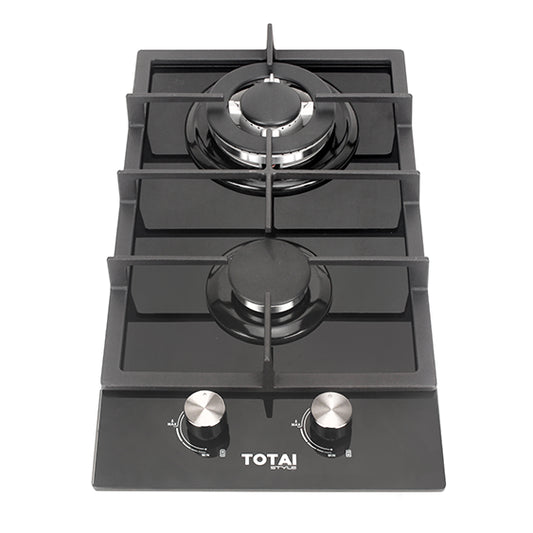 TOTAI 2 BURNER GAS HOB GAS ON GLASS - 03/TS2BNR-GG