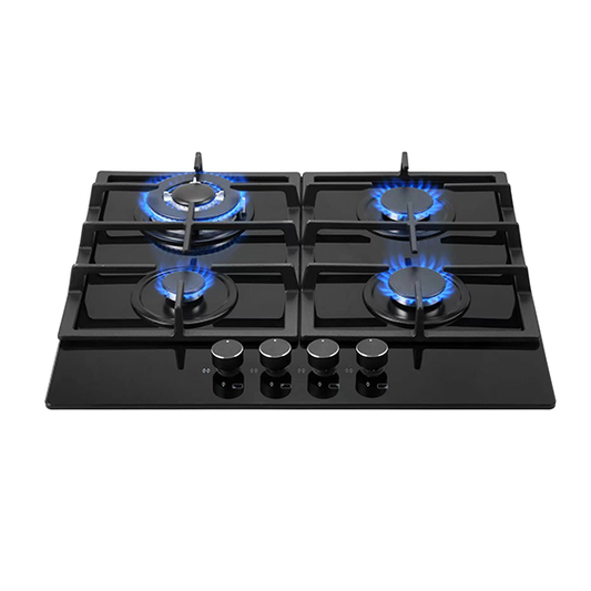 TOTAI 60CM 4 BURNER GAS ON GLASS HOB BLACK - 26/GOG4BNR