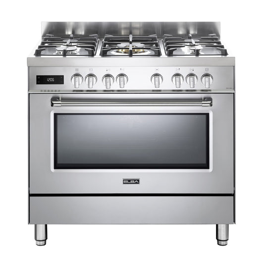 ELBA EXCELLENCE 90CM 5 BURNER GAS COOKER WITH ELECTRIC OVEN- STAINLESS STEEL