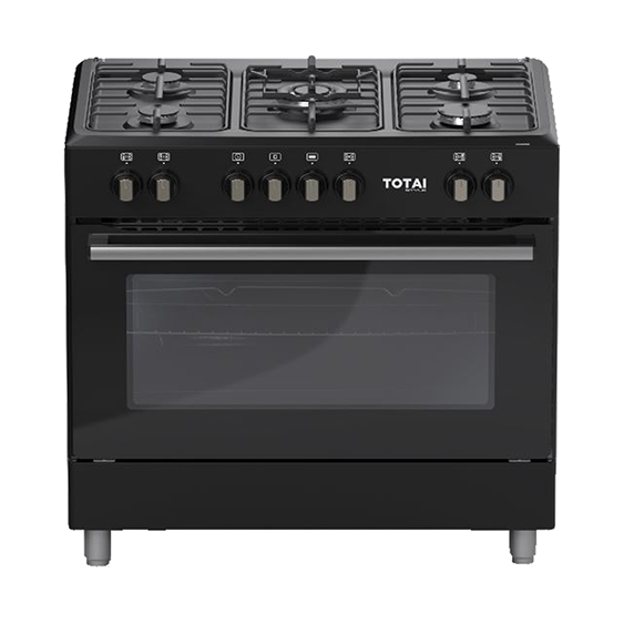 TOTAI TS 90CM 5 BURNER GAS STOVE WITH ELECTRIC OVEN- BLACK - 03/T800EB-