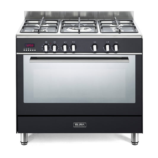 ELBA FUSION 90CM 5 BURNER GAS COOKER WITH ELECTRIC OVEN- BLACK 01/9FX 827B